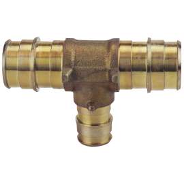Apollo Valves EPXT343412 Pipe Tee, 3/4 x 3/4 x 1/2 in, Barb, Brass, 200 psi Pressure
