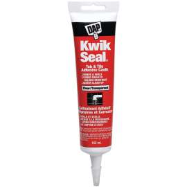 DAP KWIK SEAL 71055 Kitchen and Bath Adhesive Caulk, Clear, 40 to 100 deg F, 162 mL Tube