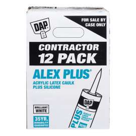 ALEX PLUS 7079874275 Latex Caulk Sealant, White, 4.4 to 37 deg C, 300 mL Cartridge