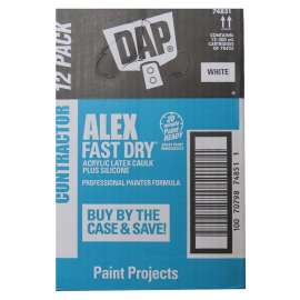 ALEX FAST DRY 7079874851 Latex Caulk Sealant, White, 4.4 to 37 deg C, 300 mL Cartridge