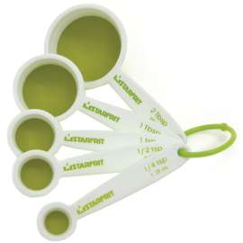Starfrit 0931290040000 5-Piece Measuring Spoon Set, 1/4, 1/2, 1, 2 Graduation, Plastic