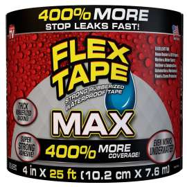 FLEX TAPE TFSMAXBLK04 Waterproof Tape, 25 ft L, 4 in W, Rubber Backing, Black
