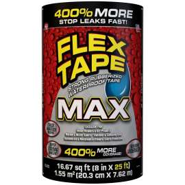 FLEX TAPE TFSMAXBLK08 Waterproof Tape, 25 ft L, 8 in W, Rubber Backing, Black