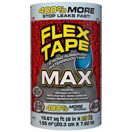 FLEX TAPE TFSMAXCLR08 Waterproof Tape, 25 ft L, 8 in W, Rubber Backing, Clear