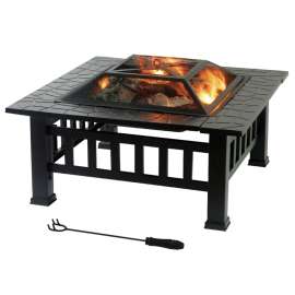 Seasonal Trends N834 Fire Pit Square, 32 in OAW, 32 in OAD, 17 in OAH, Square, Wood Ignition, 3.5 ft Heating