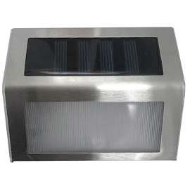 Boston Harbor Solar Step Light, Ni-Mh Battery, AAA Battery, 3-Lamp, LED Lamp, Stainless Steel, Plastic Fixture