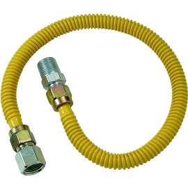 BrassCraft ProCoat Series CSSD54-18 Gas Connector, 1/2 x 1/2 in, Stainless Steel, 18 in L