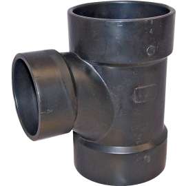 CANPLAS 102126LBC Reducing Sanitary Pipe Tee, 2 x 1-1/2 in, Hub, ABS, Black