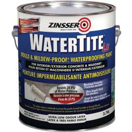 ZINSSER WATERTITE 265652 Waterproofing Paint, Liquid, White, 3.78 L