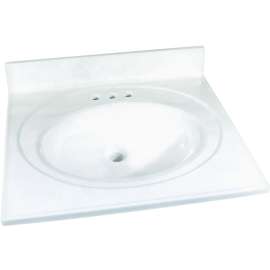 Foremost WW-2225 Vanity Top, 25 in OAL, 22 in OAW, Marble, White, Countertop Edge
