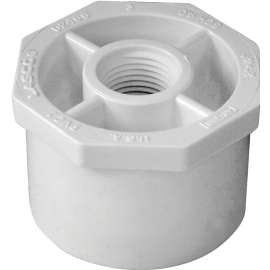 LASCO 438247BC Reducing Bushing, 2 x 1/2 in, Spigot x FNPT, PVC, White, SCH 40 Schedule