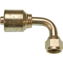 GATES MegaCrimp G25180-1212 Hose Coupling, 1-1/16-12, Crimp x JIC, 90 deg Angle, Steel, Zinc