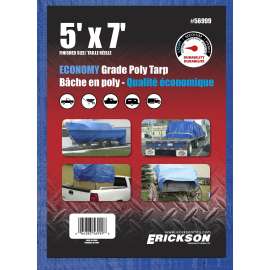 Erickson 56999 Economy-Grade, 5 ft L, 7 ft W, 4 mil Thick, Poly, Blue