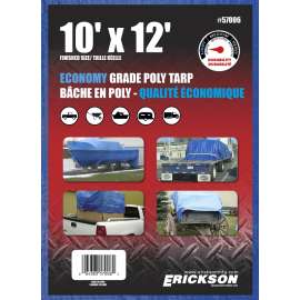 Erickson 57006 All-Purpose Tarp, 12 ft L, 10 ft W, Polyethylene, Blue