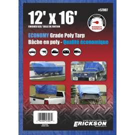Erickson 57007 All-Purpose Tarp, 16 ft L, 12 ft W, Polyethylene, Blue