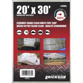 Erickson 57065 Utility Tarp, 20 ft L, 30 ft W, White