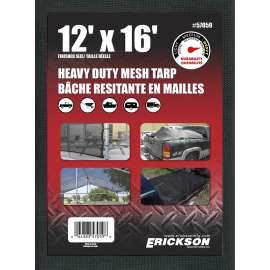 Erickson 57059 Mesh Tarp, 16 ft L, 12 ft W, Black
