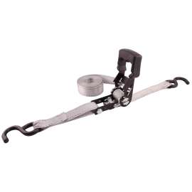 Erickson Professional 34412 Tie-Down Strap, 1-1/4 in W, 12 ft L, Polyester, Silver, 833 lb Working Load, J-Hook End