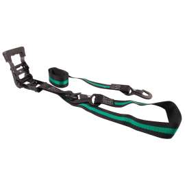 Erickson 05716 Tie-Down Strap, 1-1/2 in W, 8 ft L, Black/Green, 1000 lb Working Load, Flat Snap End