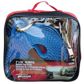 Erickson 09301 Tow Strap, 5000 to 10,000 lb, 2 in W, 20 ft L, Hook End, Polyester, Blue