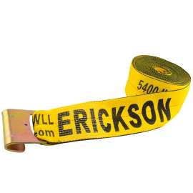 Erickson 58800 Winch Strap, 4 in W, 30 ft L, Polyester, Yellow, 5400 lb Working Load