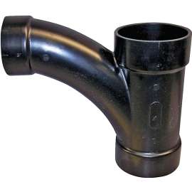 CANPLAS 104337BC Reducing Combination Tee Pipe Wye, 4 x 4 x 2 in, Hub, ABS, Black