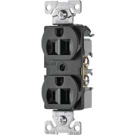 Eaton Wiring Devices BR15BK Duplex Receptacle, 2 -Pole, 15 A, 125 V, Back, Side Wiring, NEMA: 5-15R, Black