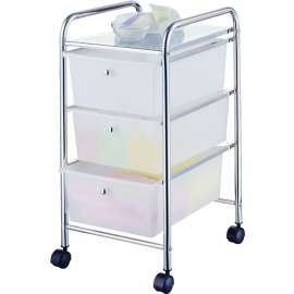 Simple Spaces G003-CH Storage Cart, 15-3/8 in OAW, 25-5/8 in OAH, 13 in OAL, 3-Shelf, White Shelf