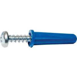 MIDWEST FASTENER 10412 Conical Anchor with Screw, #10-12 Thread, 1 in L, Plastic