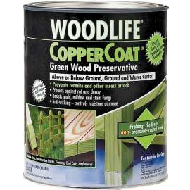 WOLMAN WoodLife CopperCoat 1904A Wood Preservative, Green, Liquid, 1 qt, Can