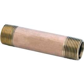 Anderson Metals 38300-0415 Pipe Nipple, 1/4 in, NPT, Brass, 870 psi Pressure, 1-1/2 in L
