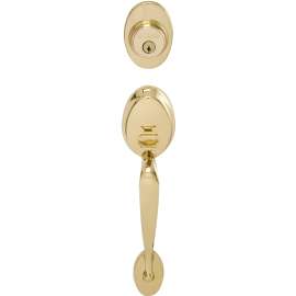 Schlage Plymouth Series F58PLY505 Handleset, Keyed Different Key, Solid Brass, Brass, 2-3/8 x 2-3/4 in Backset, C Keyway