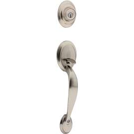 Kwikset 687DA15LIP Handleset, 3 Grade, Metal, Satin Nickel, 2-3/8 x 2-3/4 in Backset, KW1 Keyway, 1-3/4 in Thick Door
