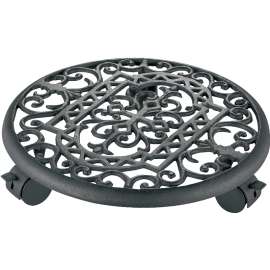 Landscapers Select W52890-3L Planter Dolly, 10.5 OAL, 10.5 in OAW, 2-7/8 in OAH, 1 -Shelf, Iron Shelf, Black Shelf