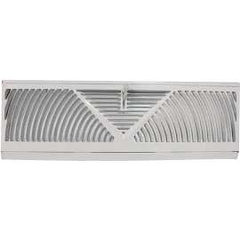 ProSource BB-15W Baseboard Register, 15 in L, 4-1/2 in W, 60 deg Air Deflection, Steel, White