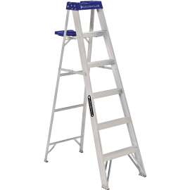 Louisville AS2104 Step Ladder, 102 in Max Reach H, 3-Step, 250 lb, Type I Duty Rating, 3 in D Step, Aluminum