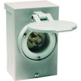RELIANCE CONTROLS PB20 Power Inlet Box, 20 A, 125/250 V, Gray