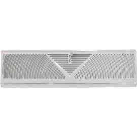 ProSource BB-18W Baseboard Register, 18 in L, 4-1/2 in W, 60 deg Air Deflection, Steel, White