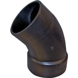 CANPLAS 102402BC Street Pipe Elbow, 2 in, Spigot x Hub, 45 deg Angle, ABS, Black