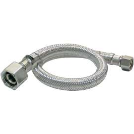 Plumb Pak EZ Series PP23818 Sink Supply Tube, 1/2 in Inlet, FIP Inlet, 1/2 in Outlet, FIP Outlet, Stainless Steel Tubing