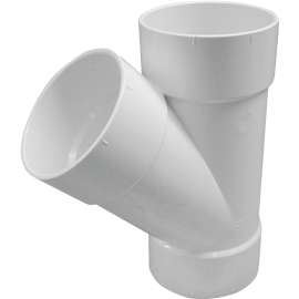 CANPLAS 414135BC Sewer Pipe Wye, 6 x 6 x 4 in, Hub, PVC, White, SCH 40 Schedule