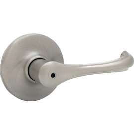 Kwikset 300DNL 15 CP RCL Privacy Lever, 3-3/4 in L Lever, Satin Nickel