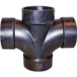 CANPLAS 102184BC Double Sanitary Cross, 3 in, Hub, ABS, Black