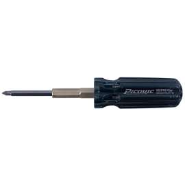 PICQUIC SIXPAC Plus Series 88001 Multi-Bit Screwdriver, Phillips, Robertson, Slotted Drive, Solid Handle