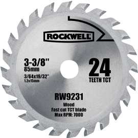 ROCKWELL RW9231 Circular Saw Blade, 3-3/8 in Dia, 24-Teeth, Carbide Cutting Edge