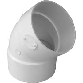 CANPLAS 414186BC Pipe Elbow, 6 in, Hub, 45 deg Angle, PVC, White