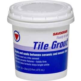 SAVOGRAN 12861 Tile Grout, Paste, Mild Ammonia, Bright White, 1 pt