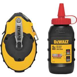 DeWALT DWHT47374L/144 Chalk Reel Kit, 100 ft L Line, Red Line, 3:1 Gear Ratio