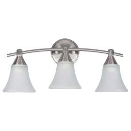 Canarm IVL221A03BPT Vanity Light, 100 W, 3-Lamp, A Lamp, Steel Fixture, Brushed Pewter Fixture