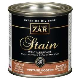 ZAR 12906 Wood Stain, Amber, Liquid, 0.5 pt, Can